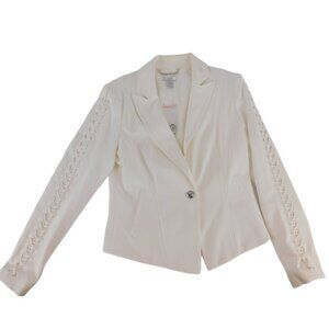 Cach'e NWT Women's Ivory One-Button Decorative Sleeve Jacket, Size 12